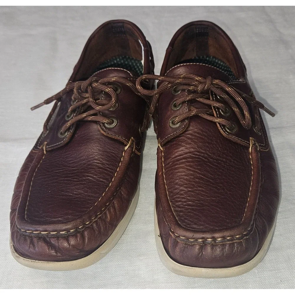 SAS Mens Brown Leather Lace Up Shoes Moc Toe Comfort Casual Walking Size 10.5